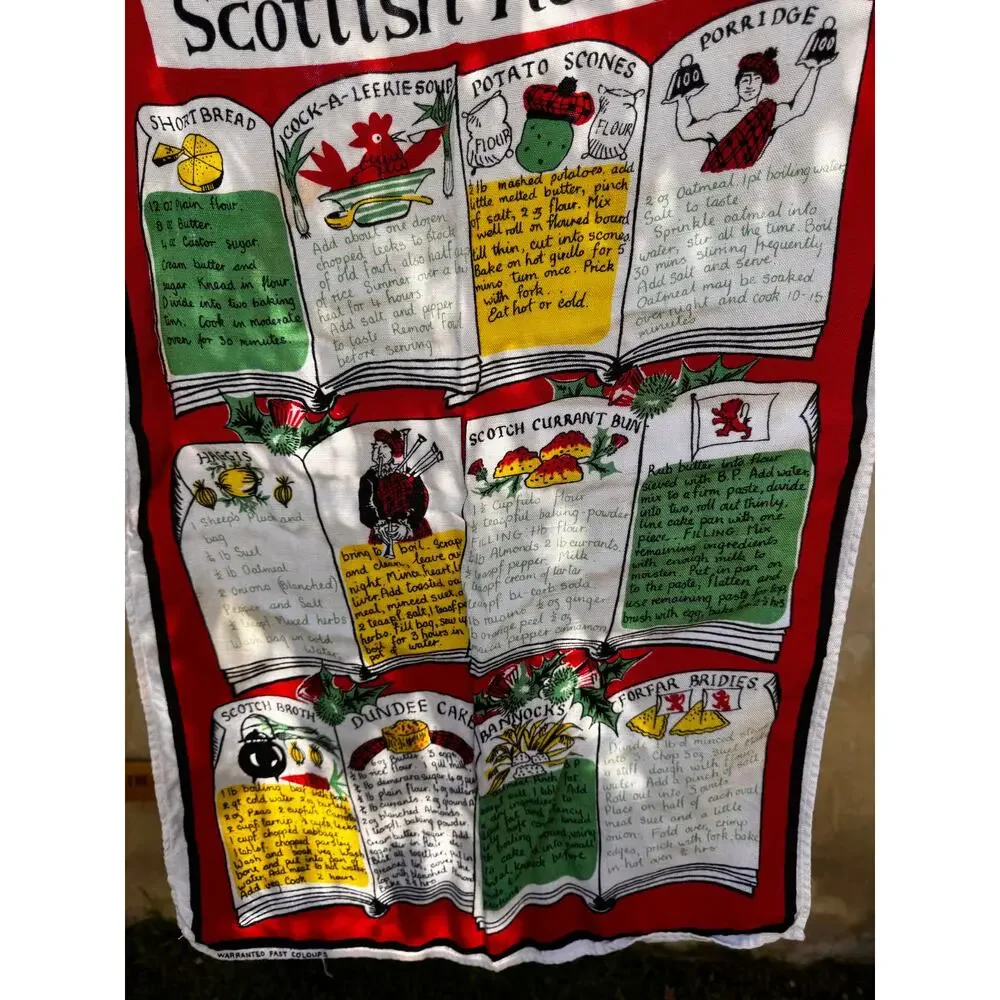 Vintage Traditional Scottish Recipes Linen Tea Towel